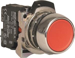 PUSHBUTTON FLUSH METAL RED 1N/C 22.5mm