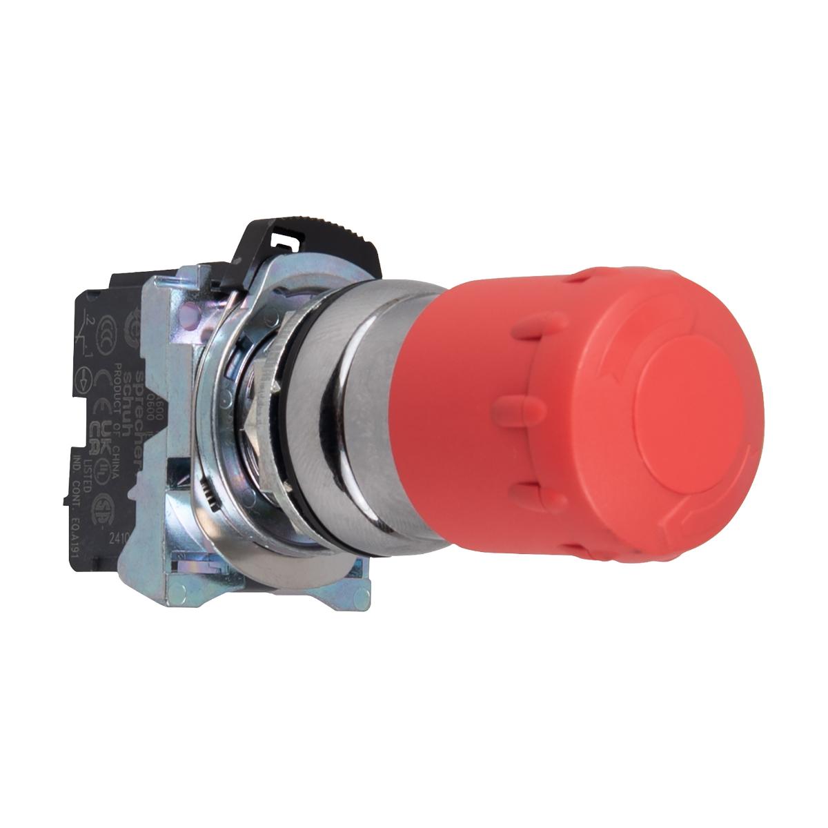 P/BUTTON 22.5MM METAL E-STOP M/H 30MM