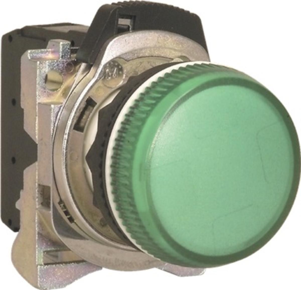 PILOT LIGHT OPERATOR METAL GREEN LENS