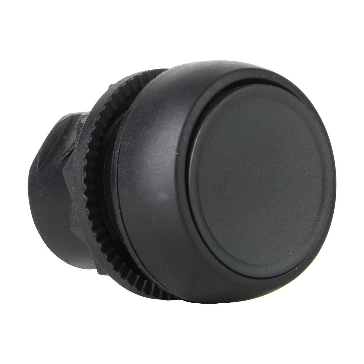 PUSHBUTTON 22.5MM PLAS FLUSH BLACK