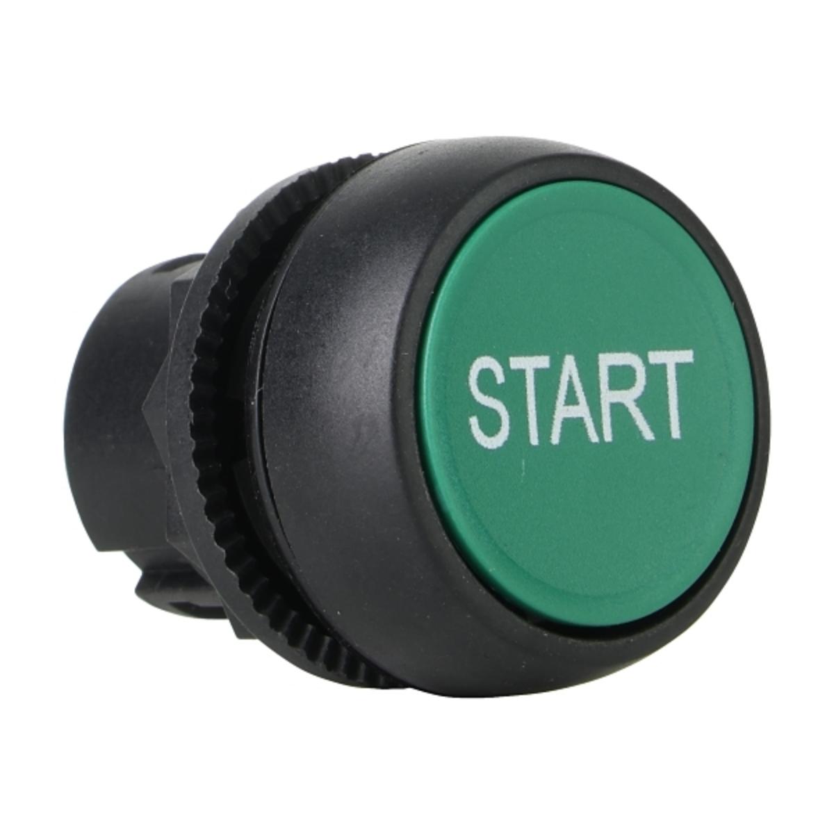 PUSHBUTTON 22.5MM PLAS FLUSH GREEN START