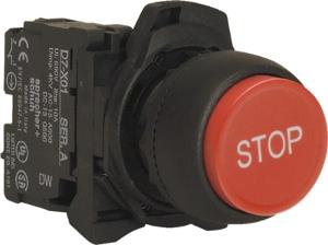 PUSHBUTTON 22.5MM PLASTIC FLUSH RED STOP
