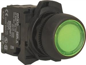 ILLUM P/BUTTON FLUSH GREEN 24V ACDC 1N/O