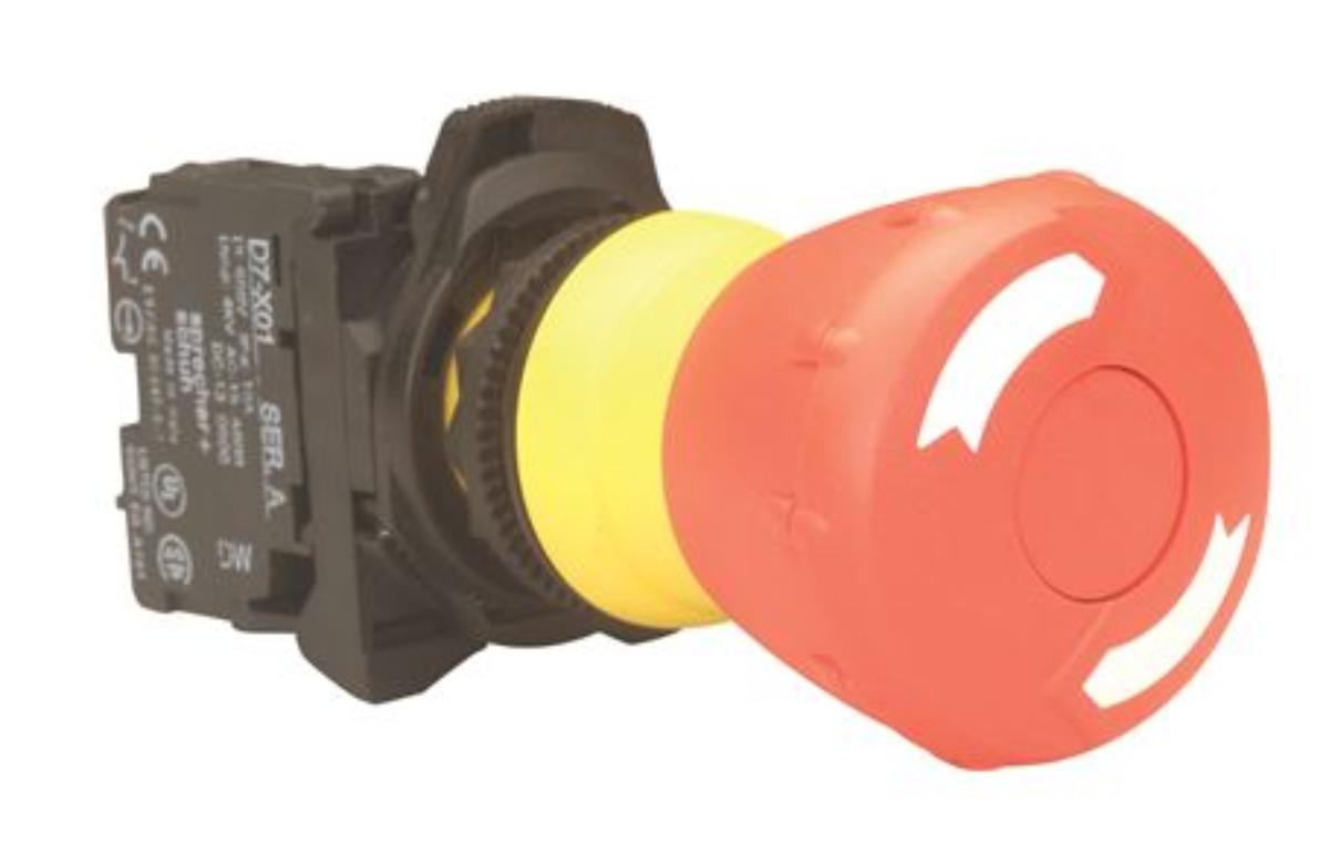 PUSHBUTTON 22.5MM PLAS E-STOP 30MM 1N/C