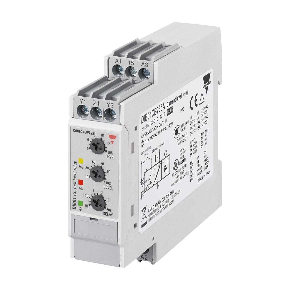 OVER UNDER CURRENT MON RLY 0.1-5A 240VAC