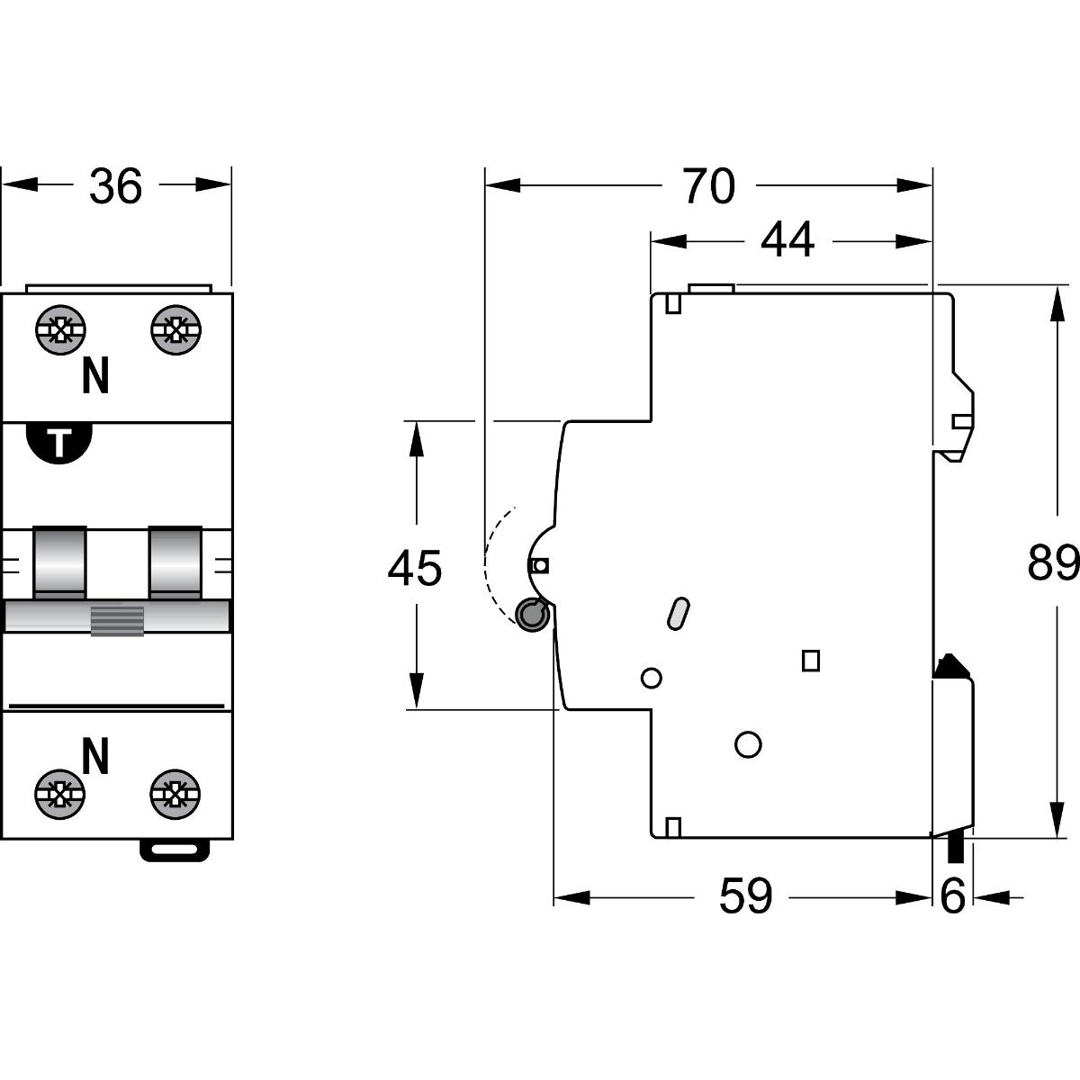 RCBO DIN-SAFE 1P+N 32A 10KA 30MA 2MODULE