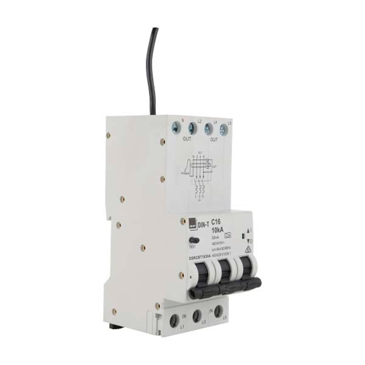 RCBO DINSAFE 3P+N 40A 10kA 30mA 3 MODULE
