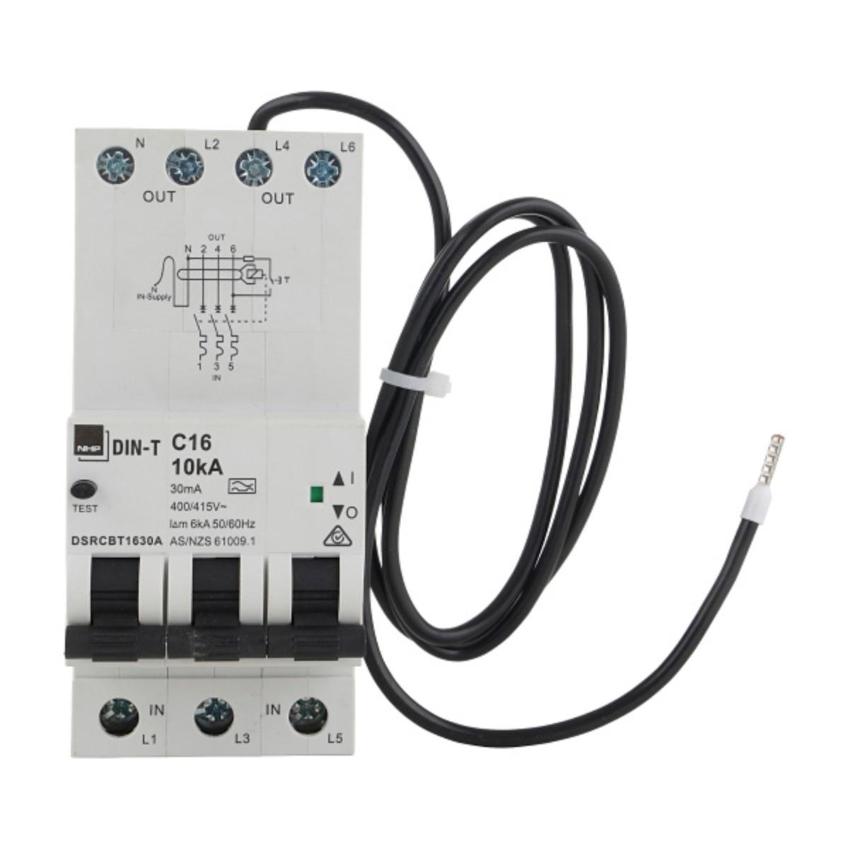RCBO DINSAFE 3P+N 50A 10kA 30mA 3 MODULE