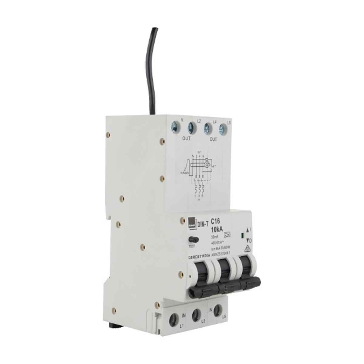 RCBO DINSAFE 3P+N 50A 10kA 30mA 3 MODULE