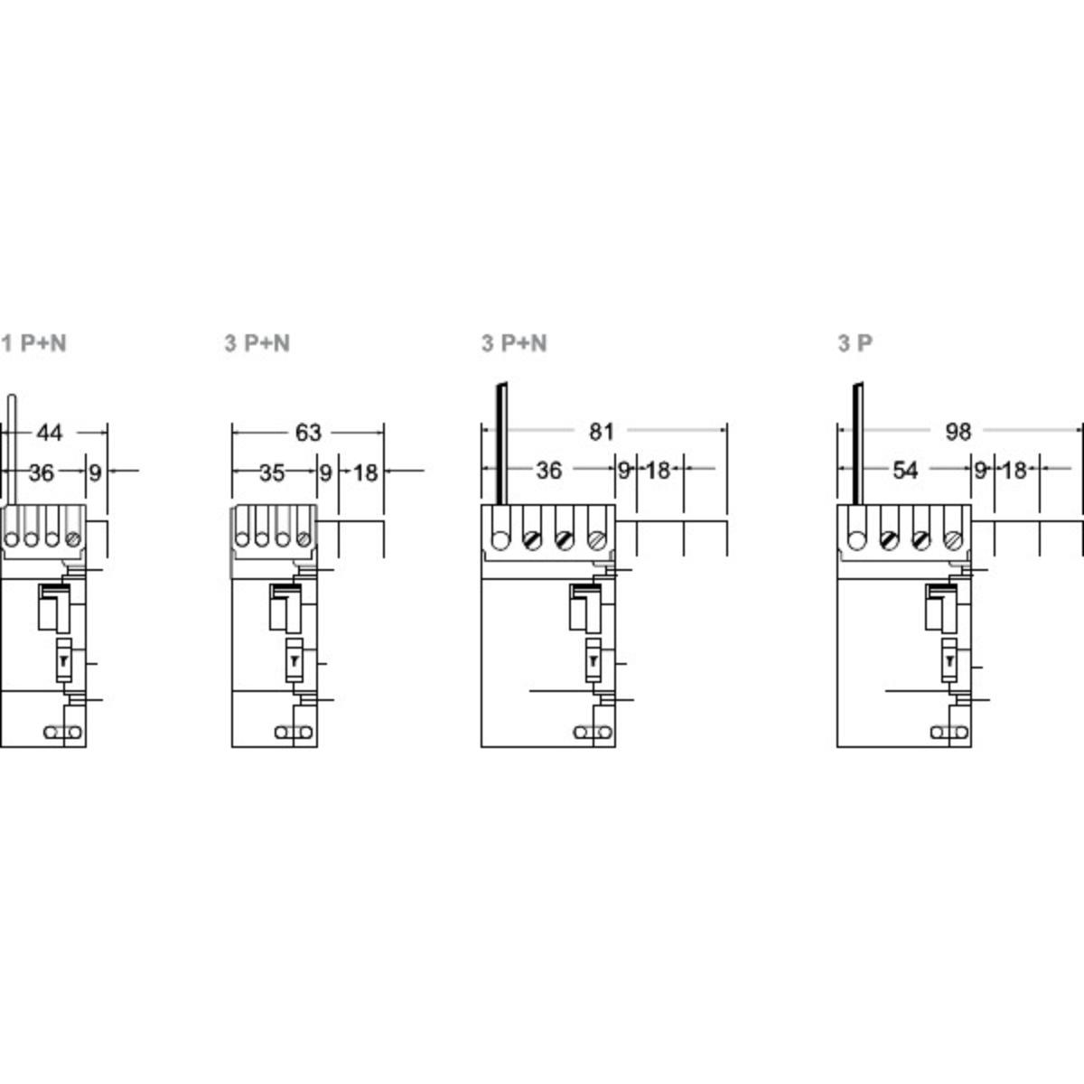 RCD ADD ON BLOCK 3P+N 32A 30MA 2 MODULE