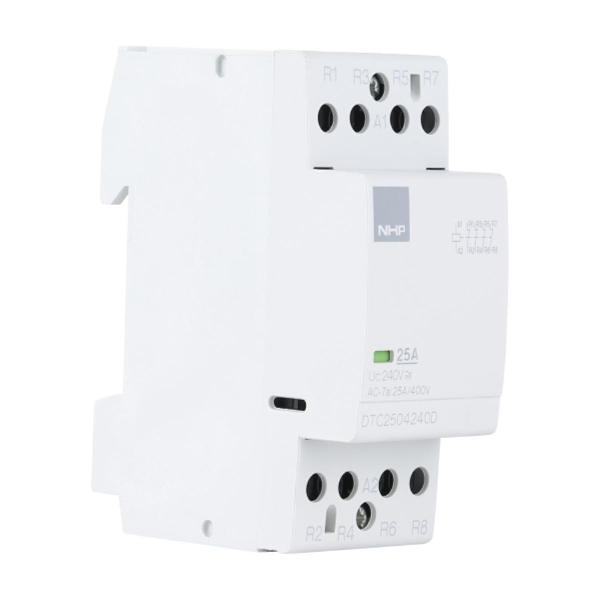 DIN CONTACTOR 25A 4N/C 240VACDC 2 MODULE