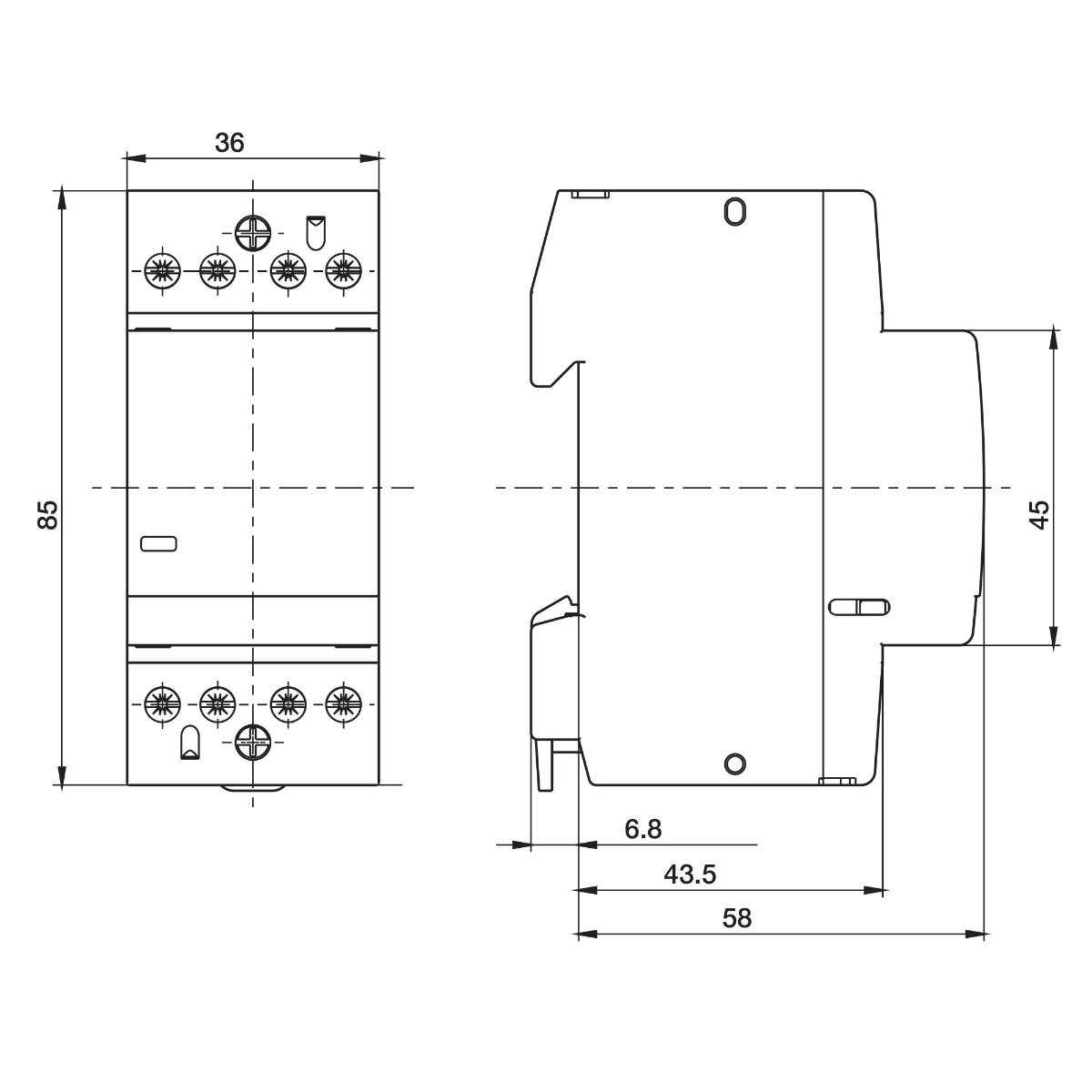 DIN CONTACTOR 25A 4N/O 240VACDC 2 MODULE