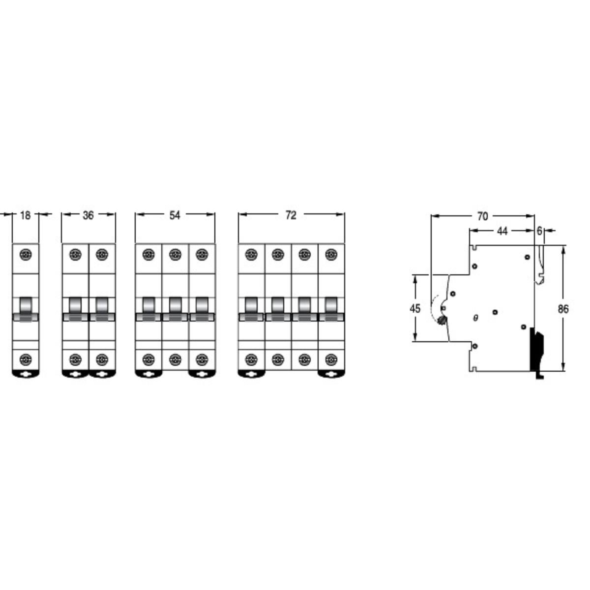 MCB DIN-T10 2P 4A 10KA C CURVE 2 MODULE