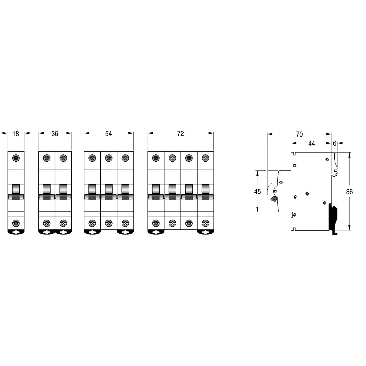 MCB DIN-T10 2P 32A 10KA C CURVE 2 MODULE