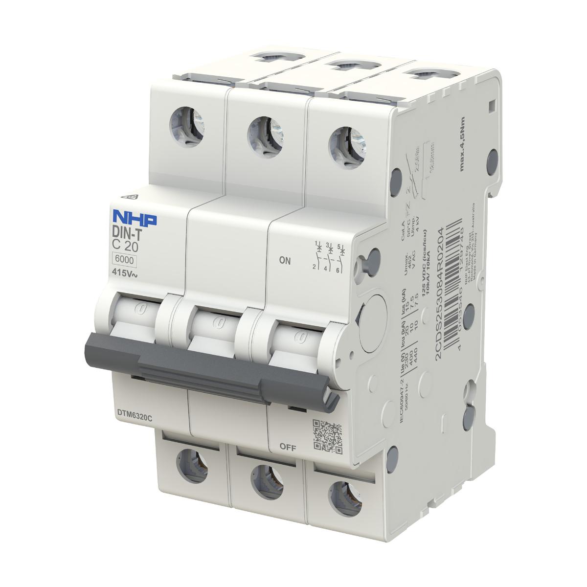 MCB DIN-T 10KA 3P 20A C CURVE 3 MODULE