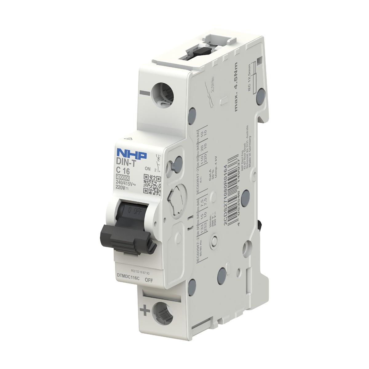 MCB DIN-T DC 10KA 1P 10A C CURVE 1MODULE