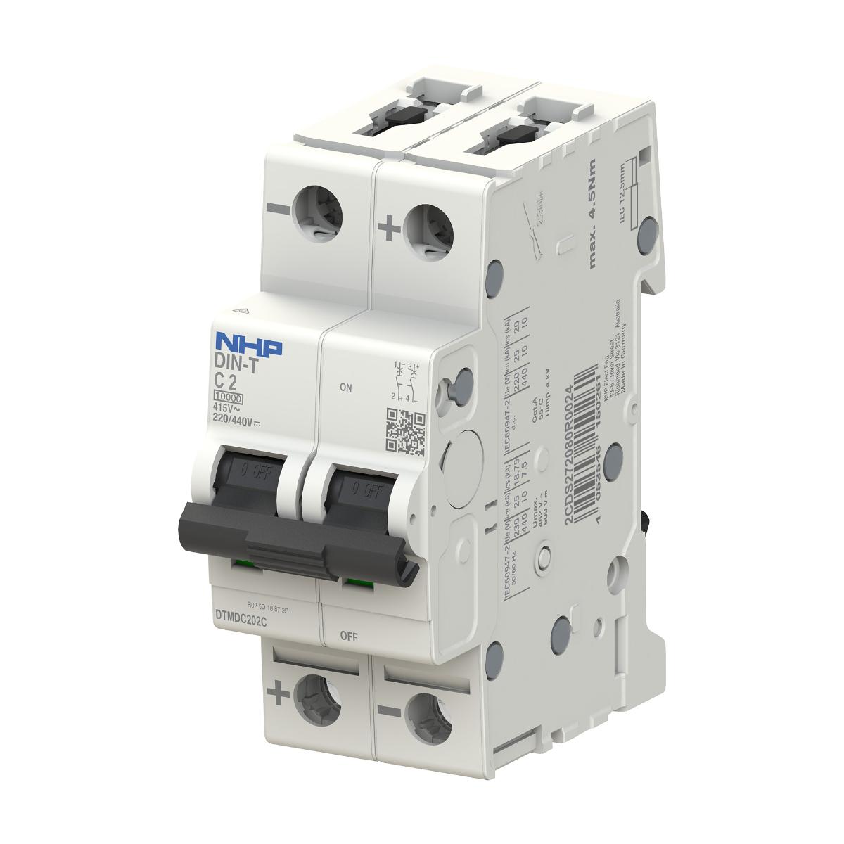 MCB DIN-T DC 10KA 2P 6A C CURVE 2MODULE