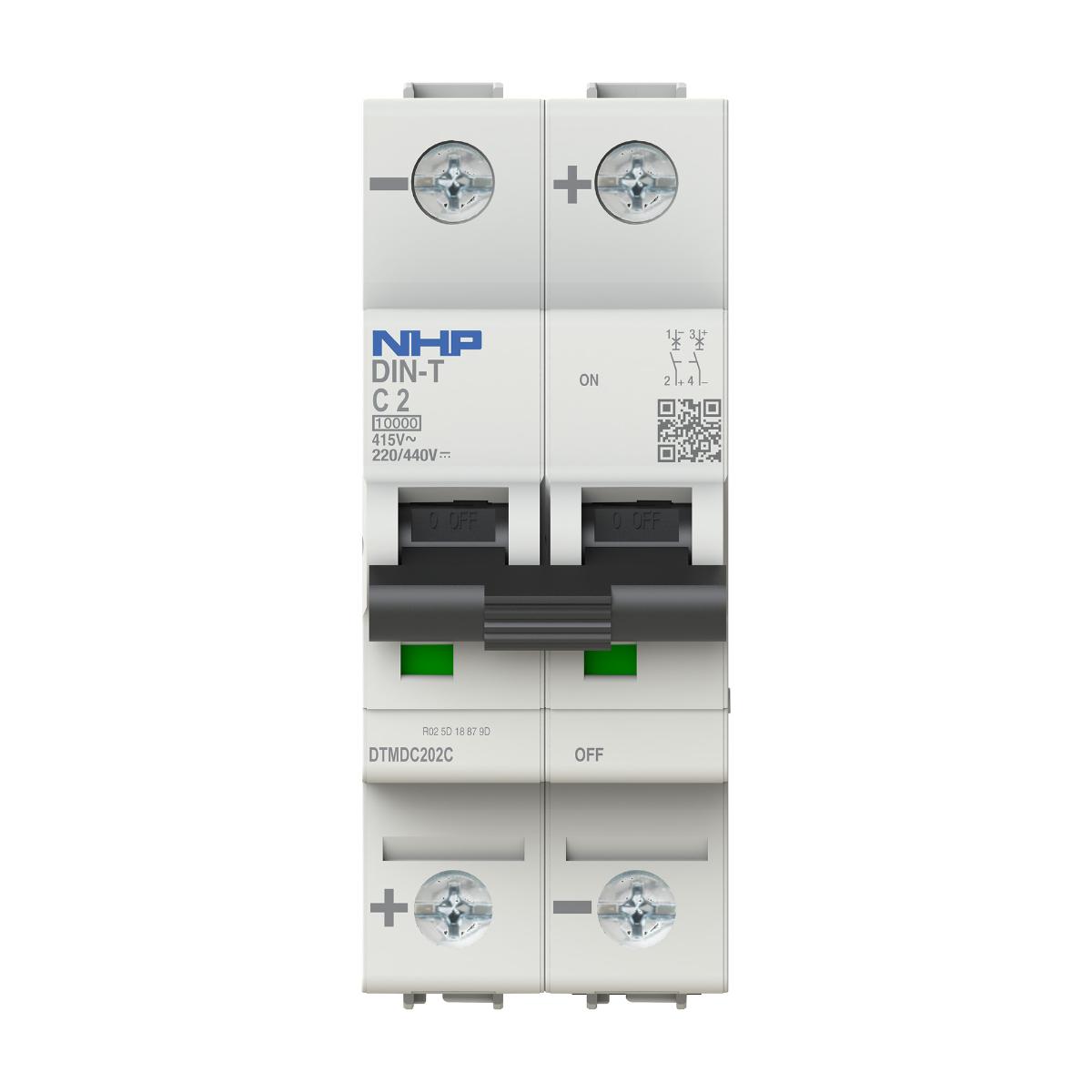 MCB DIN-T DC 10KA 2P 6A C CURVE 2MODULE