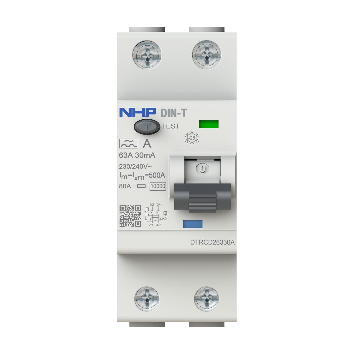 RCCB DIN-T 1P+N 63A 30MA TYPE A 2 MODULE