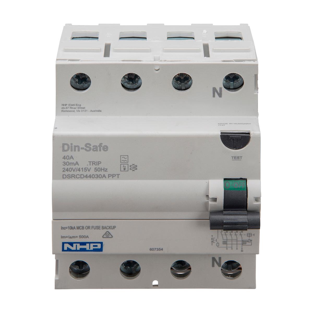 RCCB DIN-T 3P+N 40A 30MA TYPE A 4 MODULE