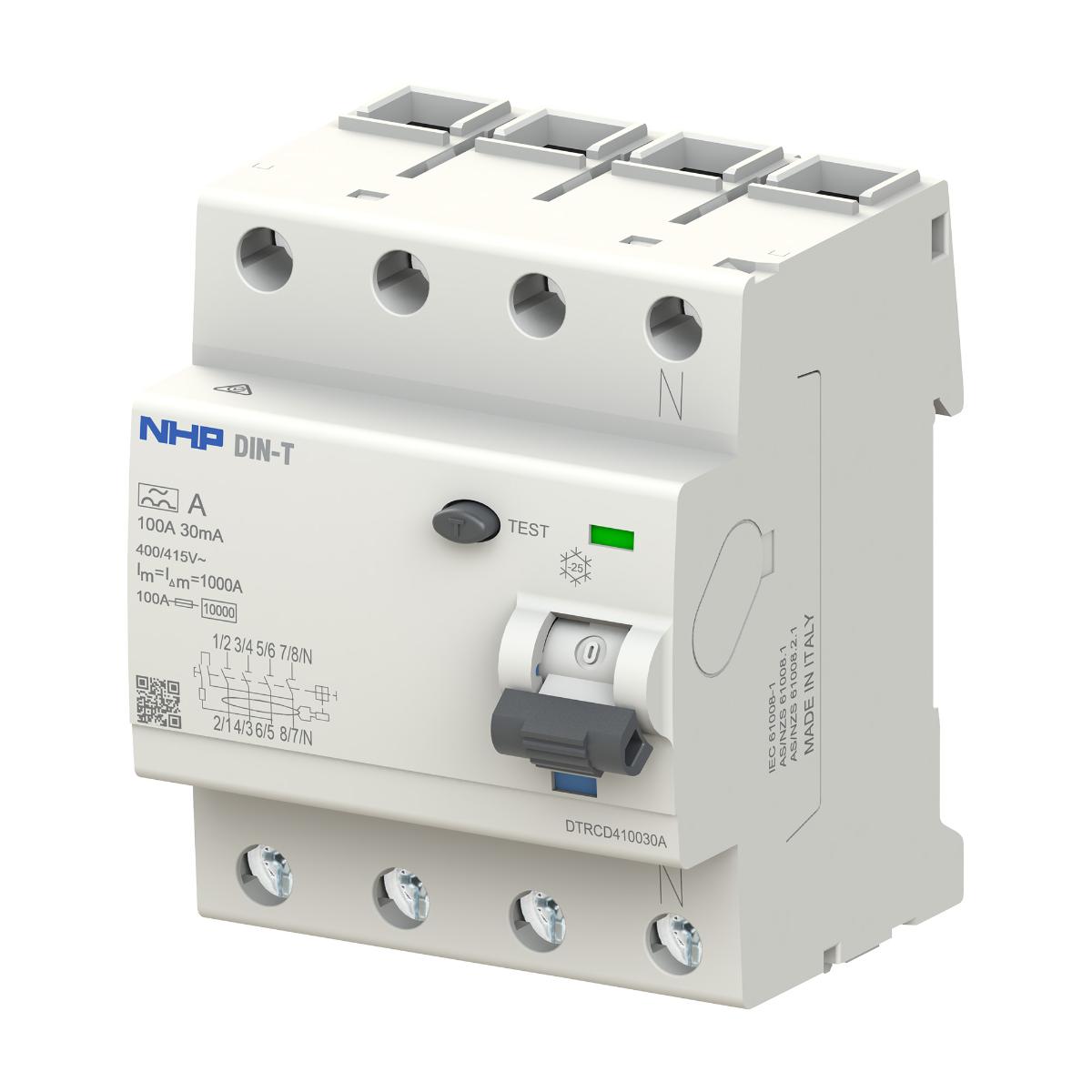 RCCB DIN-T 3P+N 80A 100MA TYPE A 4MODULE