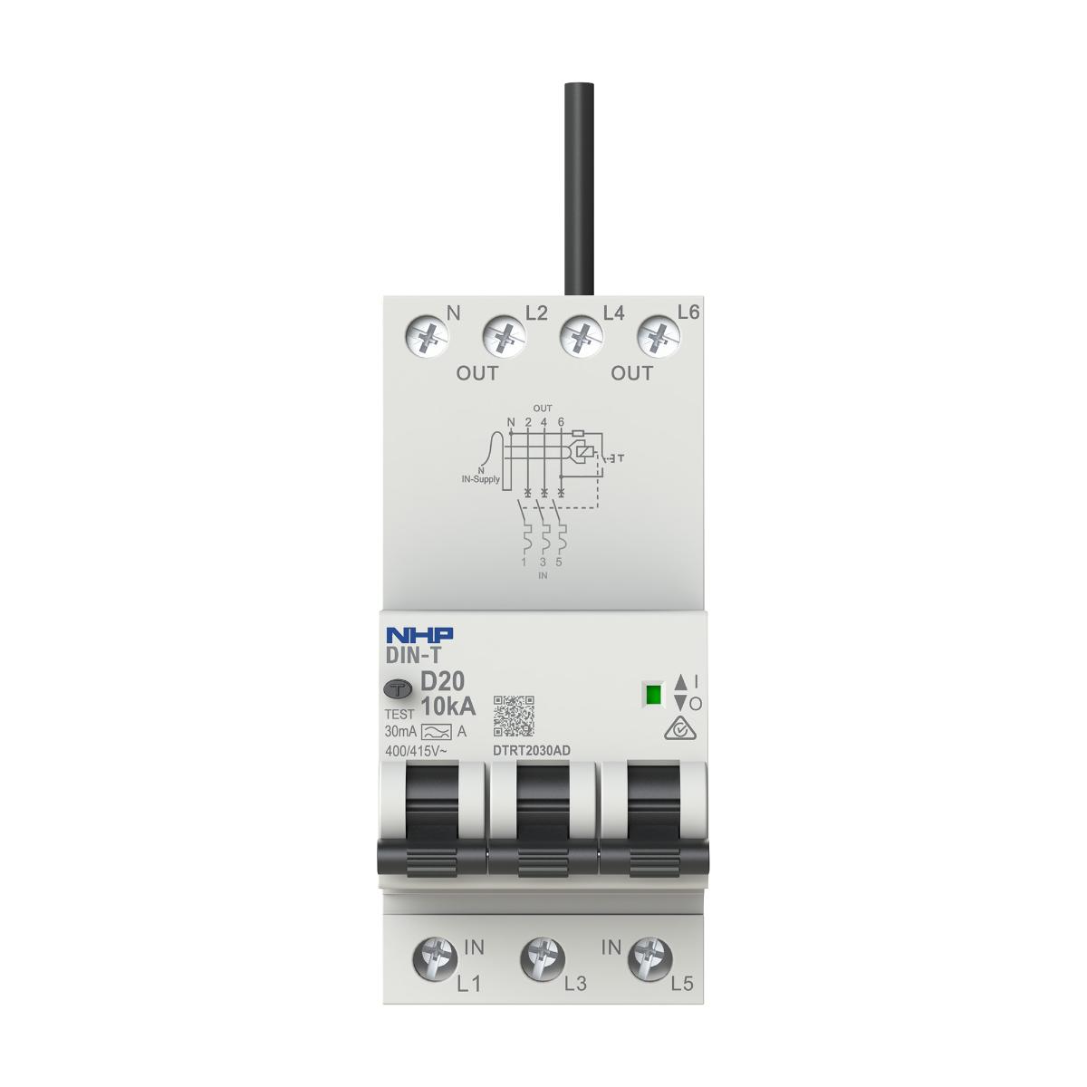 RCBO DIN-T 10KA 3P+N 50A 300MA 3 MODULE