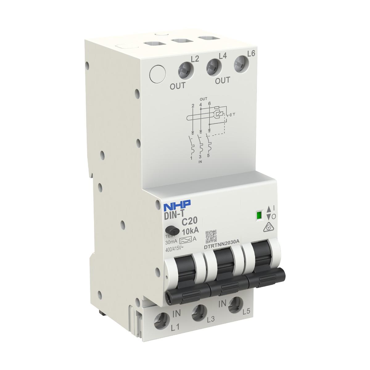 RCBO DIN-T 10KA 3P 10A 30MA 3 MODULE