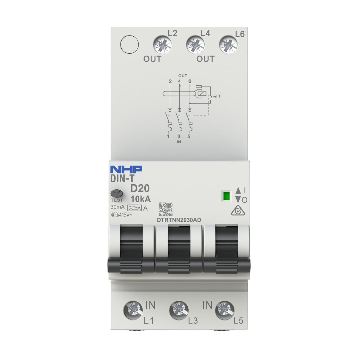 RCBO DIN-T 10KA 3P 25A 30MA 3 MODULE