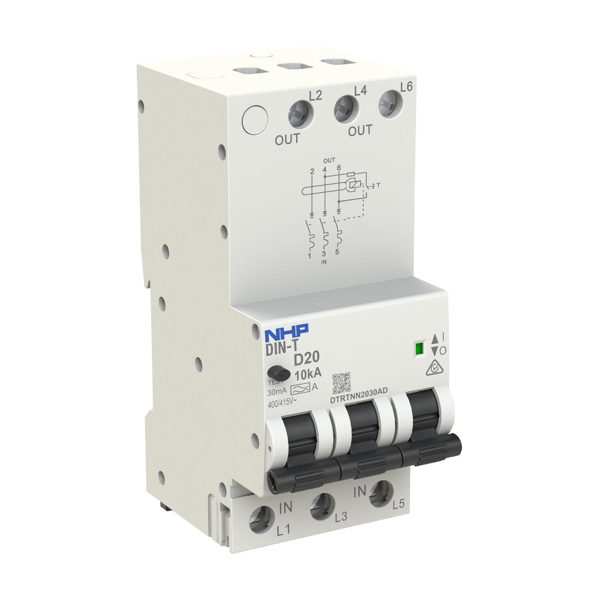 RCBO DIN-T 10KA 3P 25A 30MA 3 MODULE