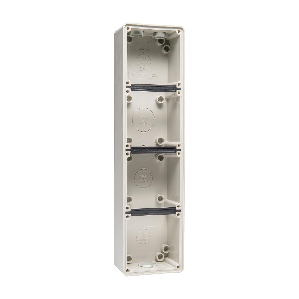 ISO BACK BOX FOUR GANG IN-LINE GREY
