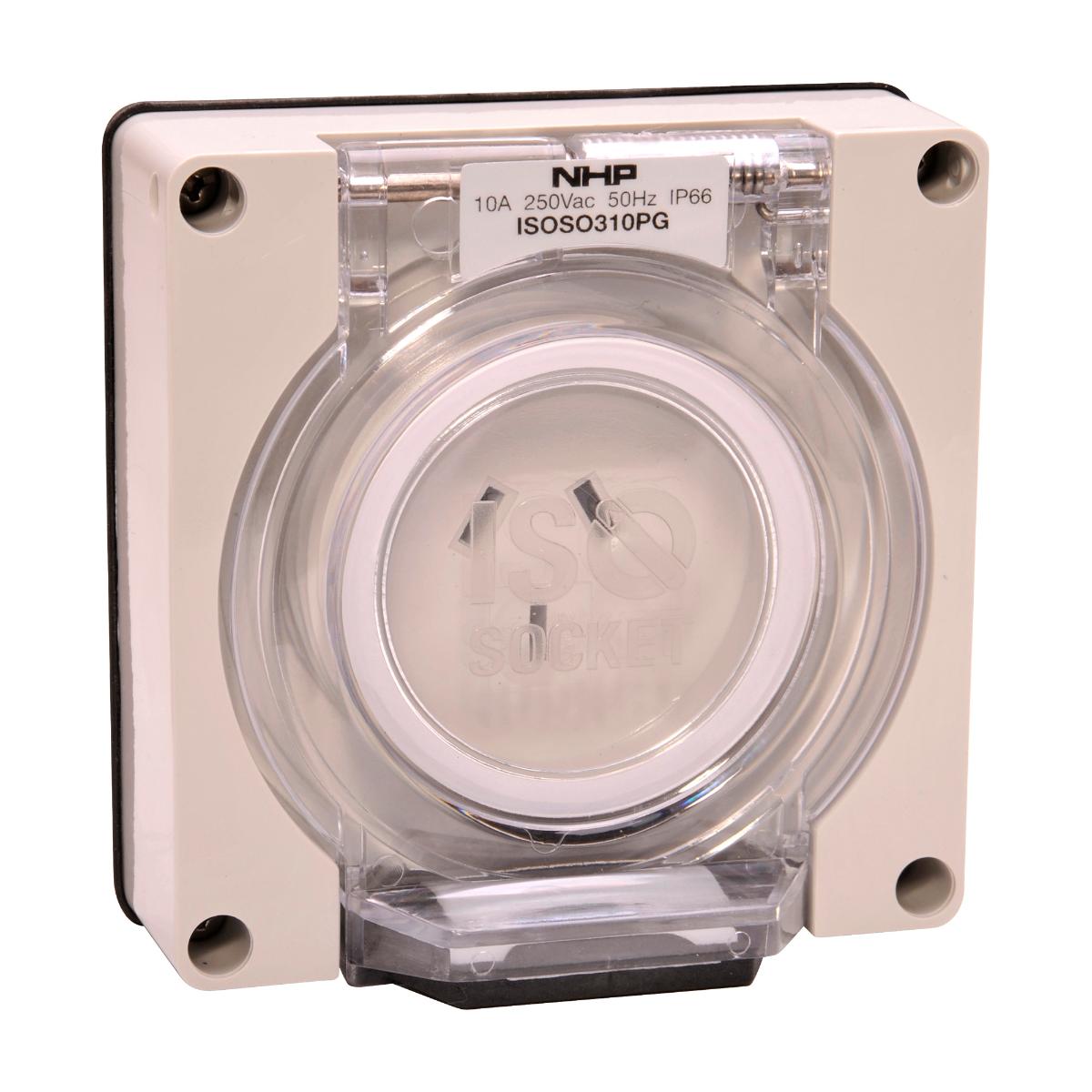 ISO SOCKET OUTLET 1PH 3 FLAT PINS 10A