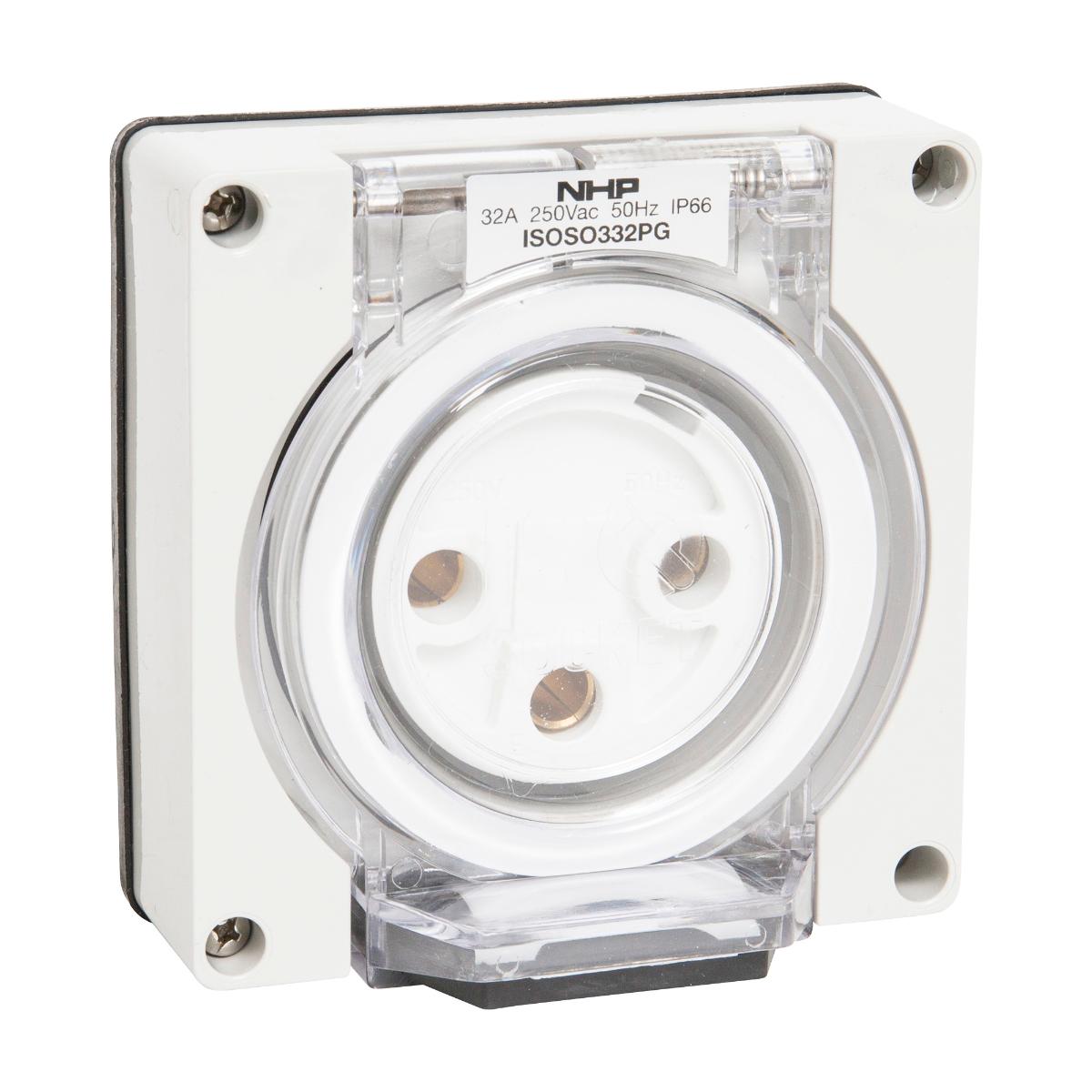 ISO SOCKET OUTLET 1PH 3 ROUND PINS 32A