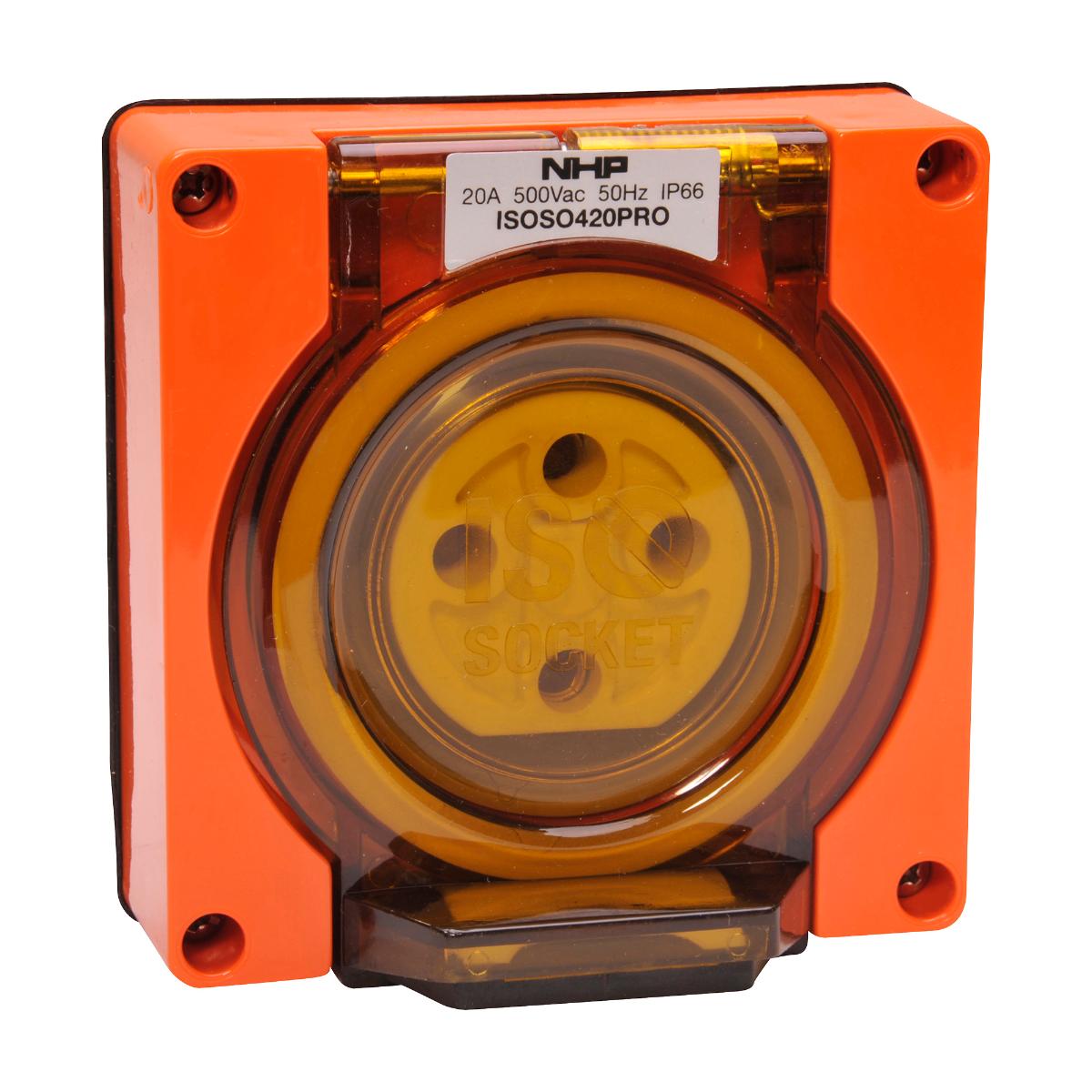 ISO SOCKET OUTLET 3PH 4 ROUND PINS 20A