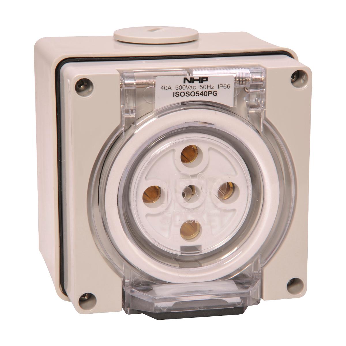ISO SOCKET OUTLET 3PH 5 ROUND PINS 40A