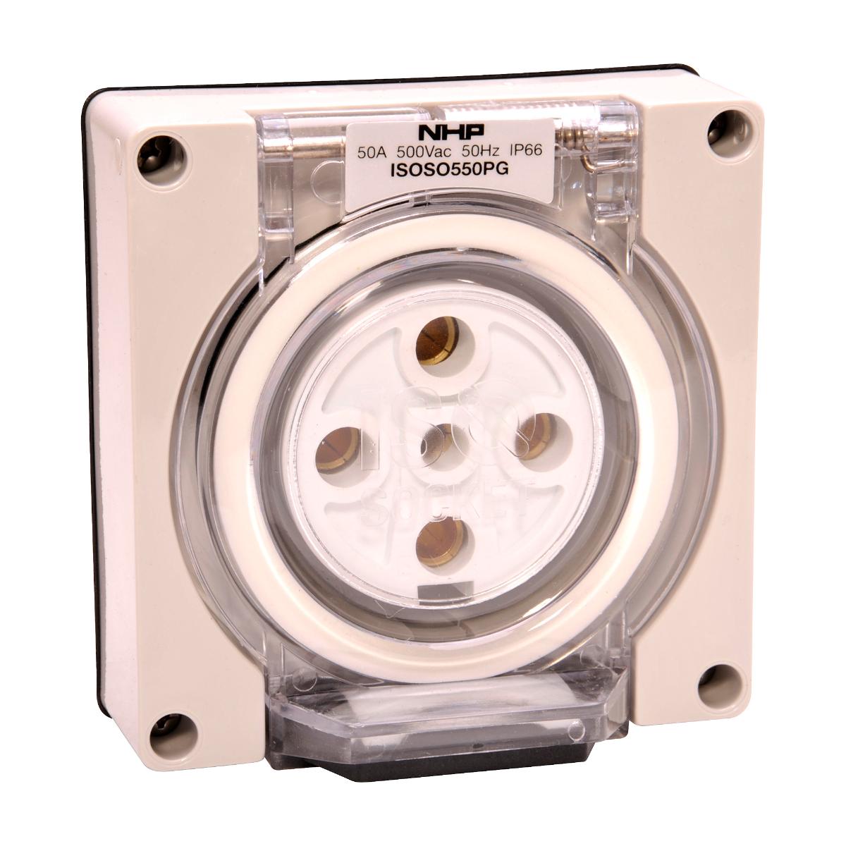 ISO SOCKET OUTLET 3PH 5 ROUND PINS 50A