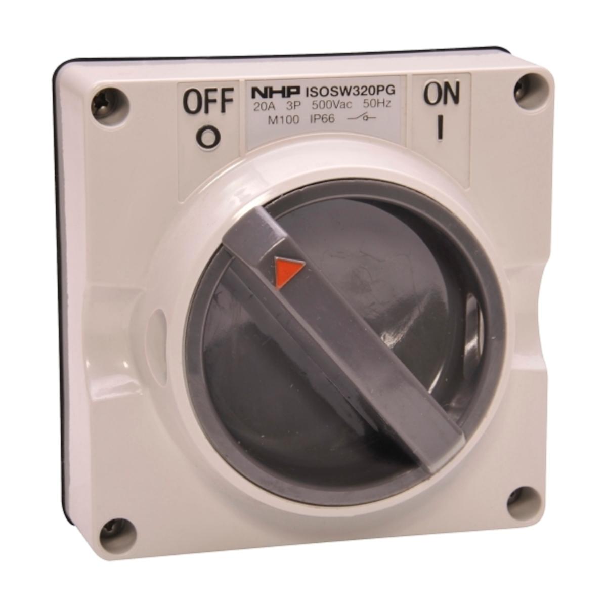 ISO SWITCH 3PH 3 POLE 20A LESS BASE