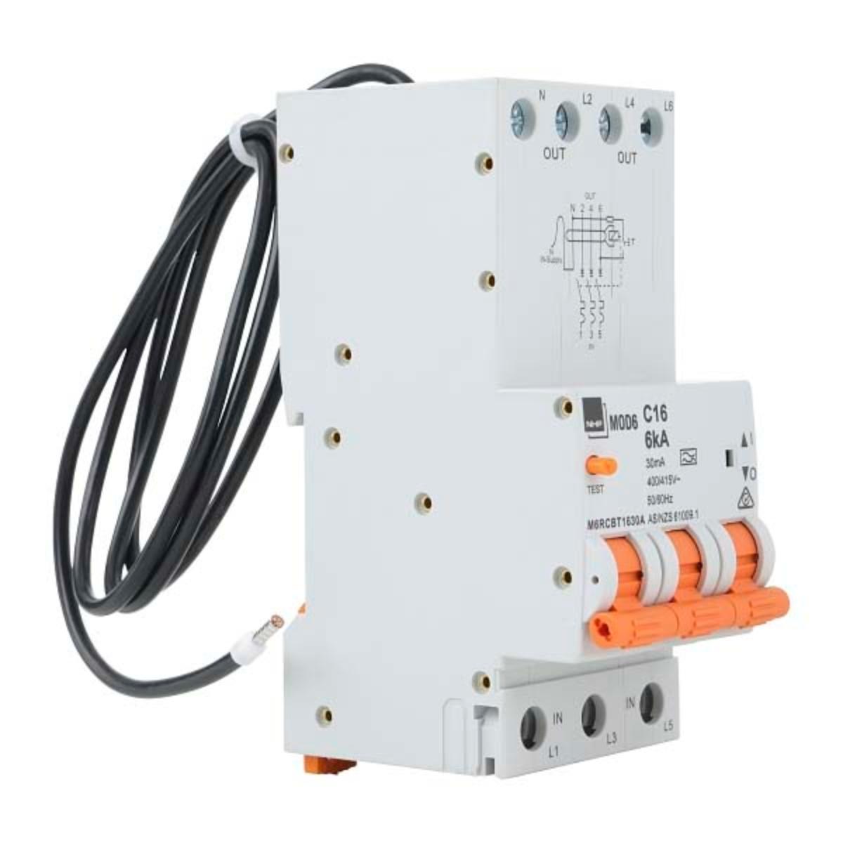 RCBO MOD6 3P+N 25A 6KA 30MA 3 MODULE