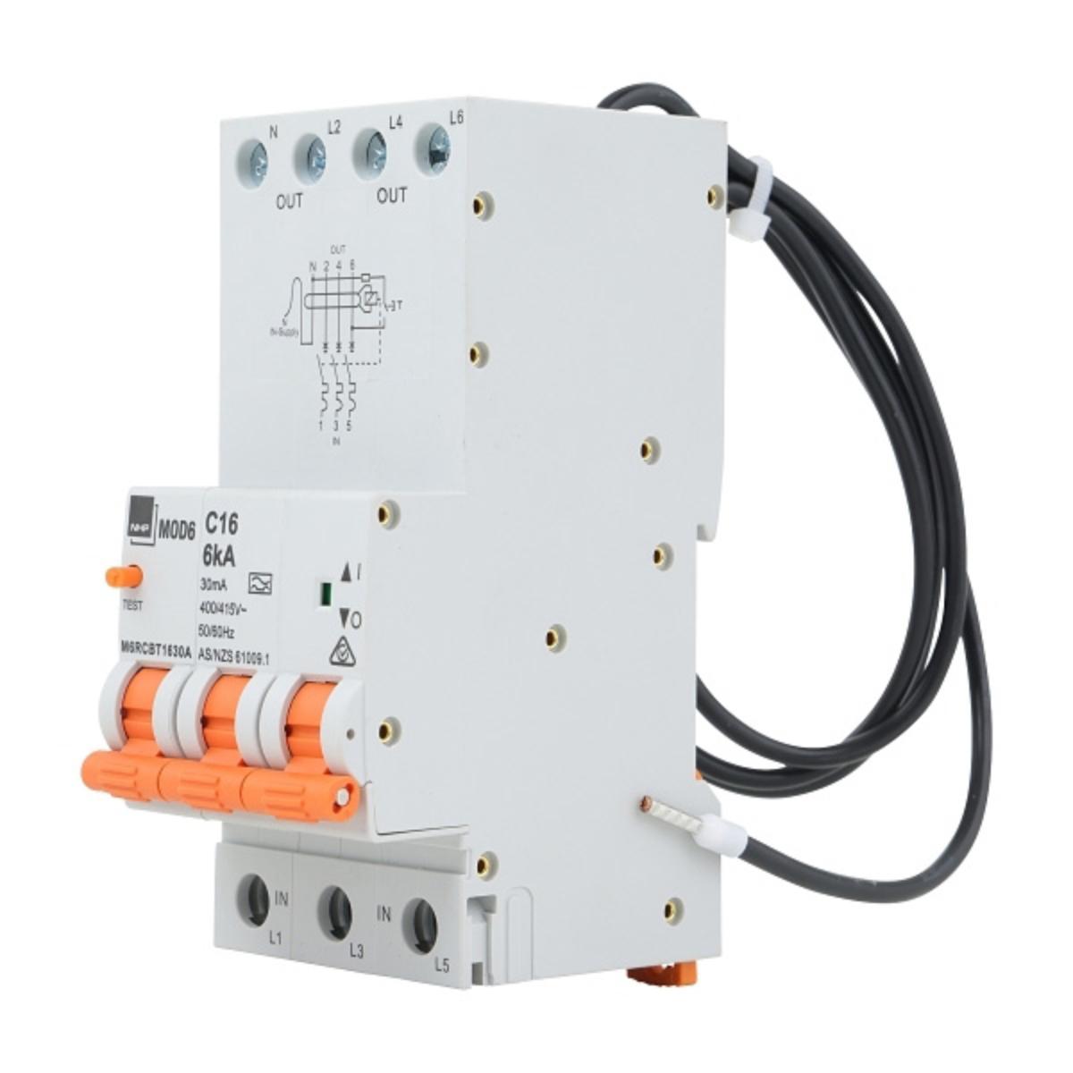 RCBO MOD6 3P+N 50A 6KA 30MA 3 MODULE