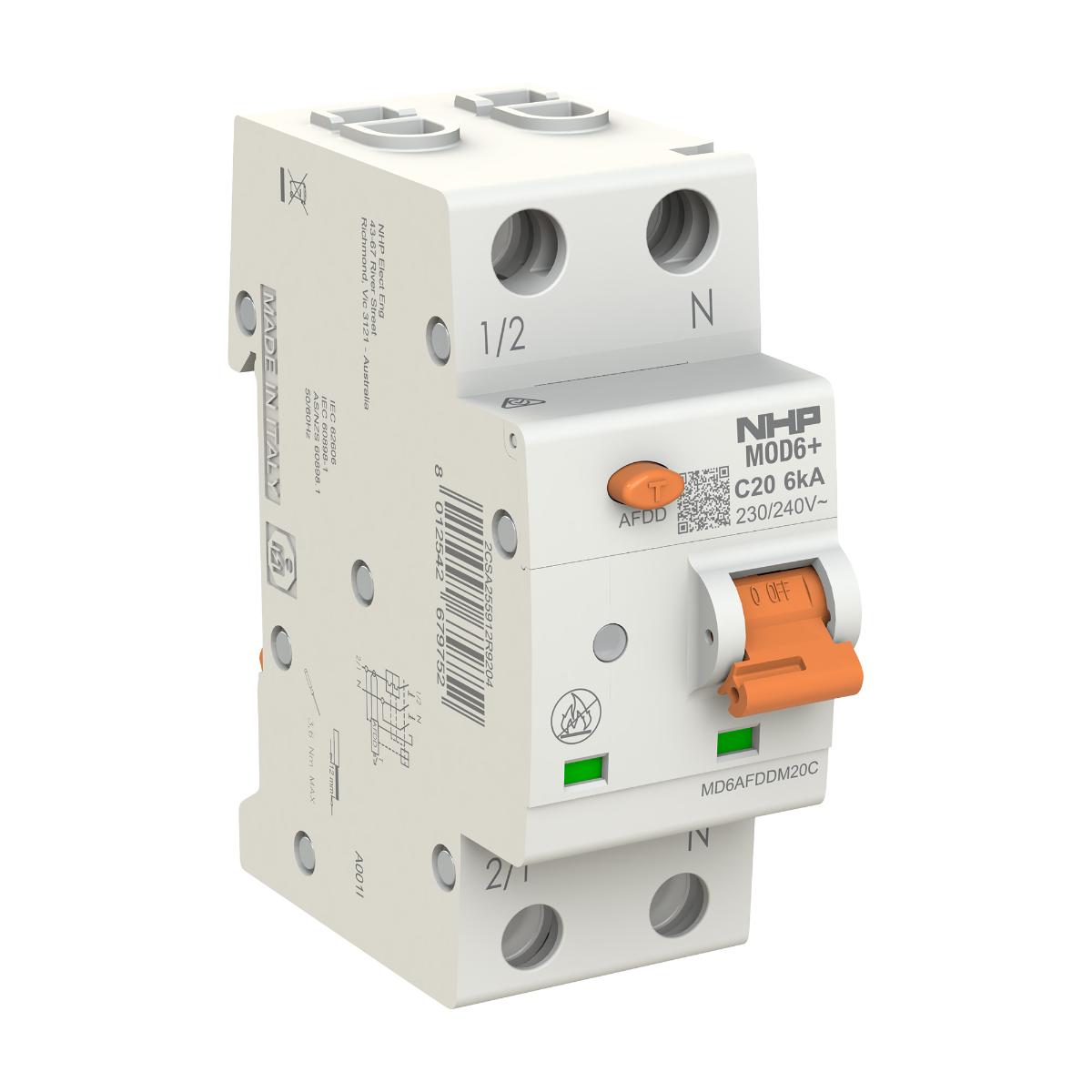MCB MOD6+ AFDD 1P+SN 20A 6KA C CRV 2MOD
