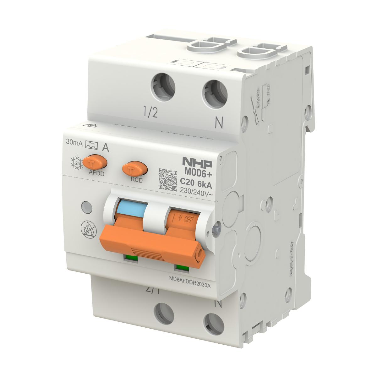 RCBO MOD6+ AFDD 1P+SN 10A 6KA 30MA C CRV