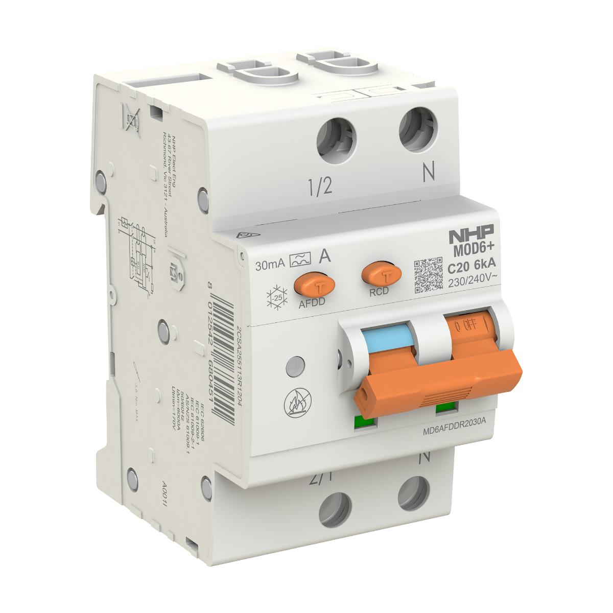 RCBO MOD6+ AFDD 1P+SN 20A 6KA 30MA C CRV