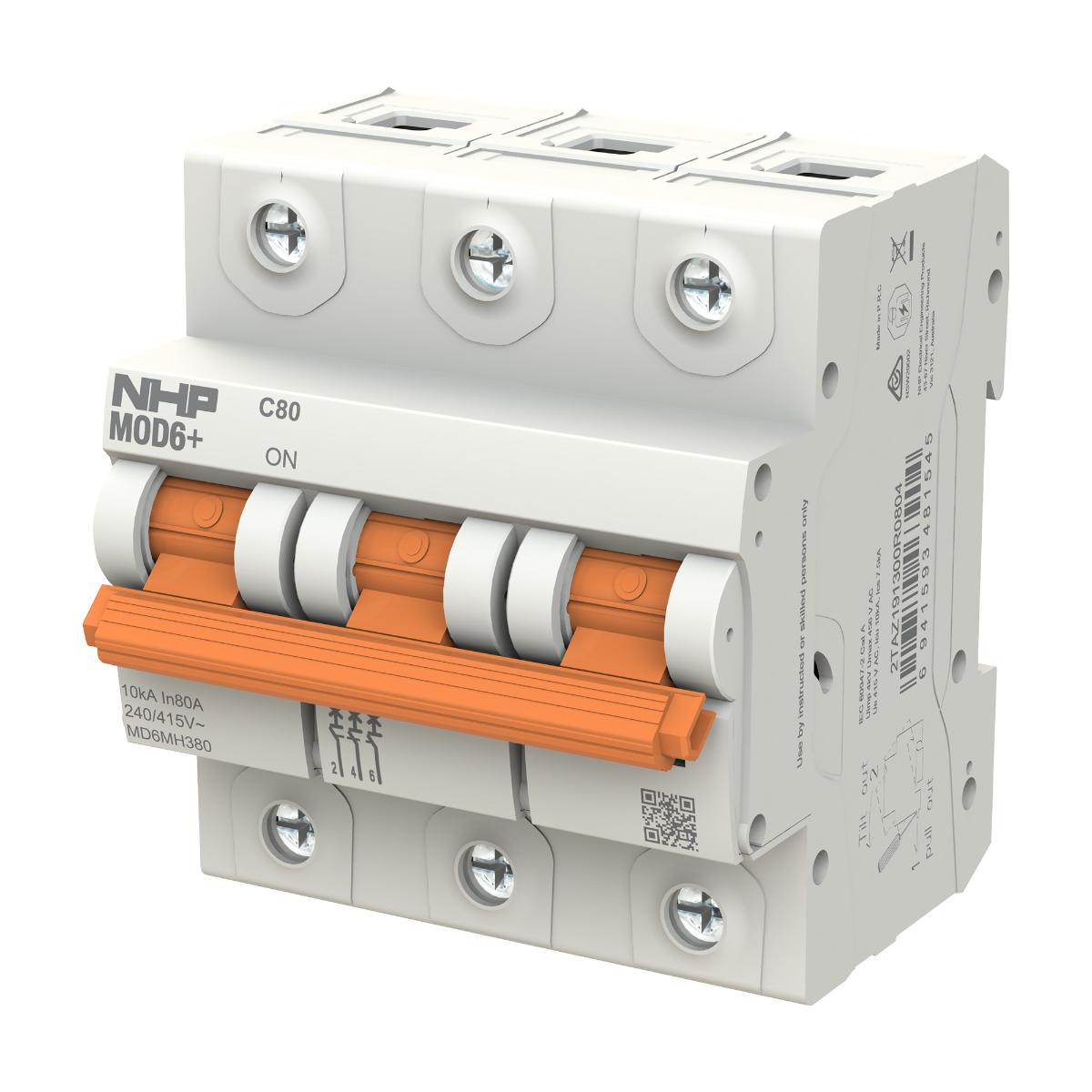 MCB MOD6+ 10KA 3P 80A C CURVE 4.5 MODULE