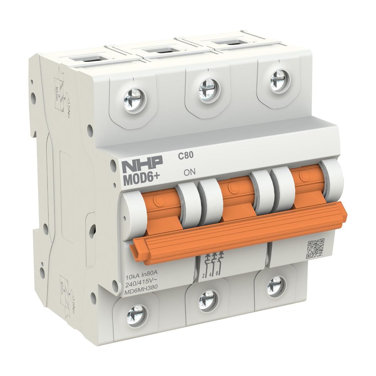 MCB MOD6+ 10KA 3P 80A C CURVE 4.5 MODULE