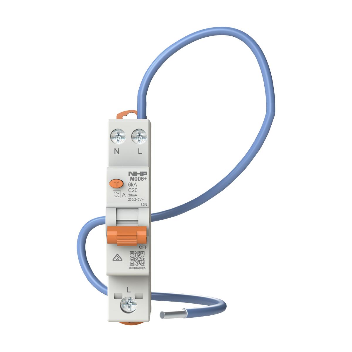 RCBO MOD6+ 1P+SN 10A 6KA 10MA 1 MODULE