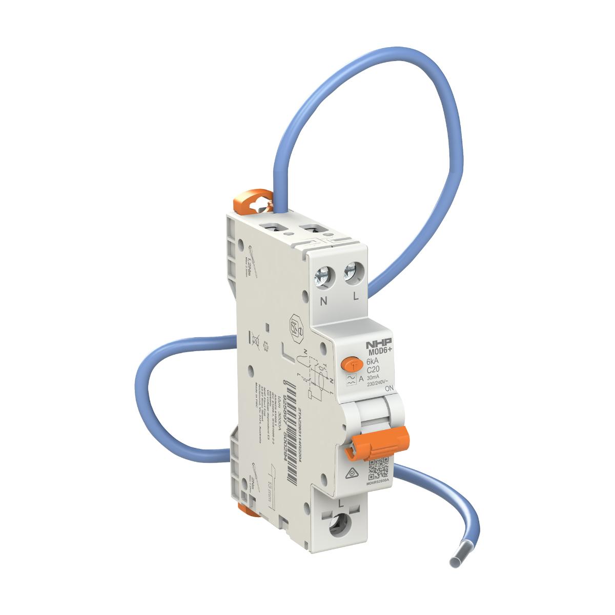 RCBO MOD6+ 1P+SN 10A 6KA 10MA 1 MODULE