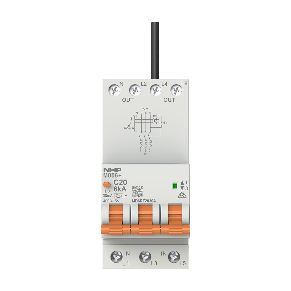 RCBO MOD6+ 3P+N 40A 6KA 30MA 3 MODULE