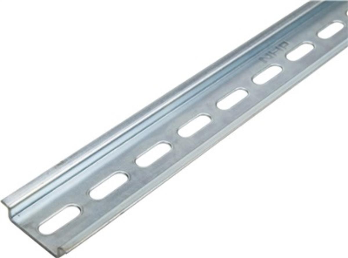 DIN RAIL STEEL SLOTTED 35 X 7.5MM X 2M