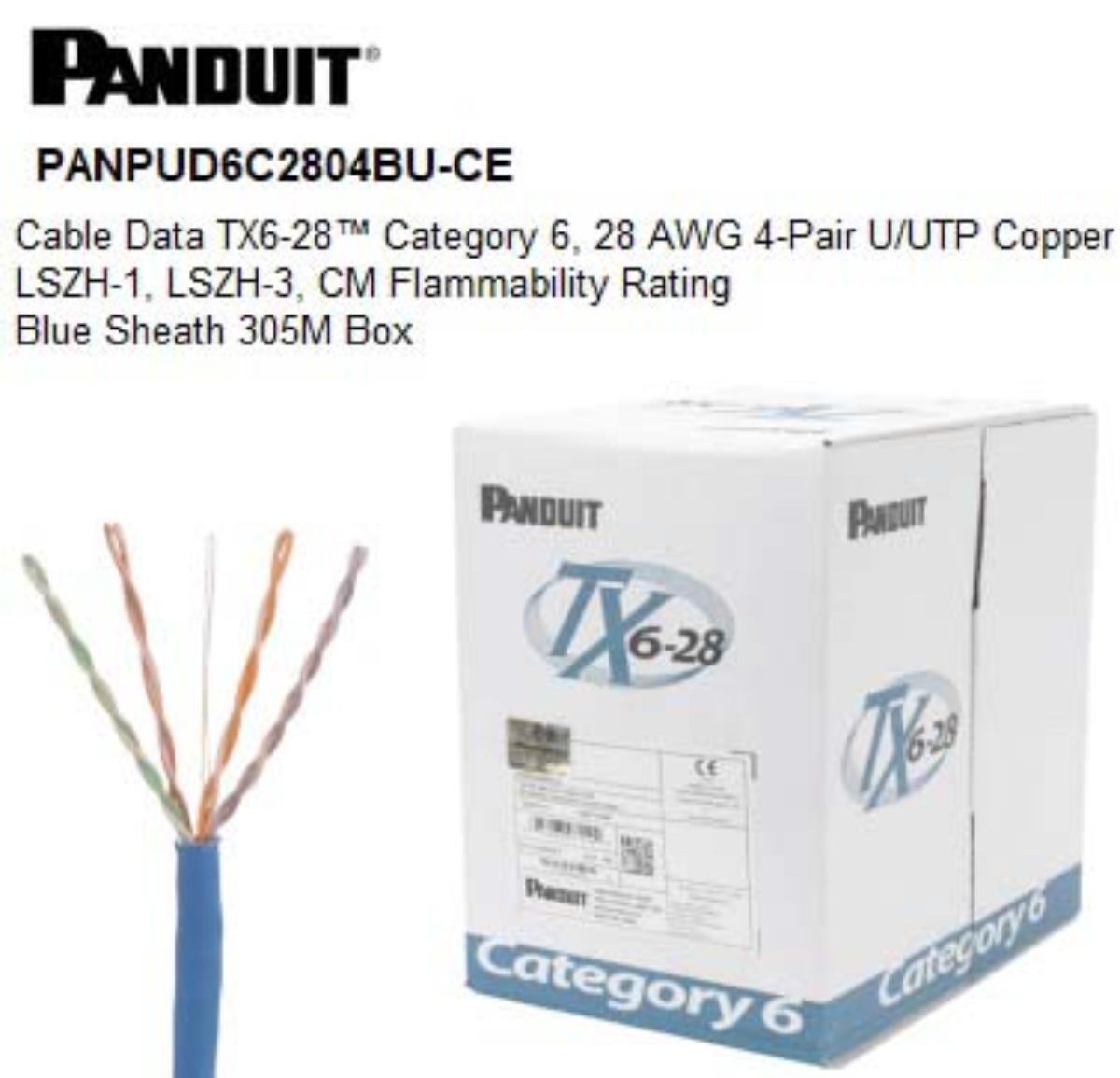 CABLE DATA TX6-28 CAT6 4P BLUE 305M BOX