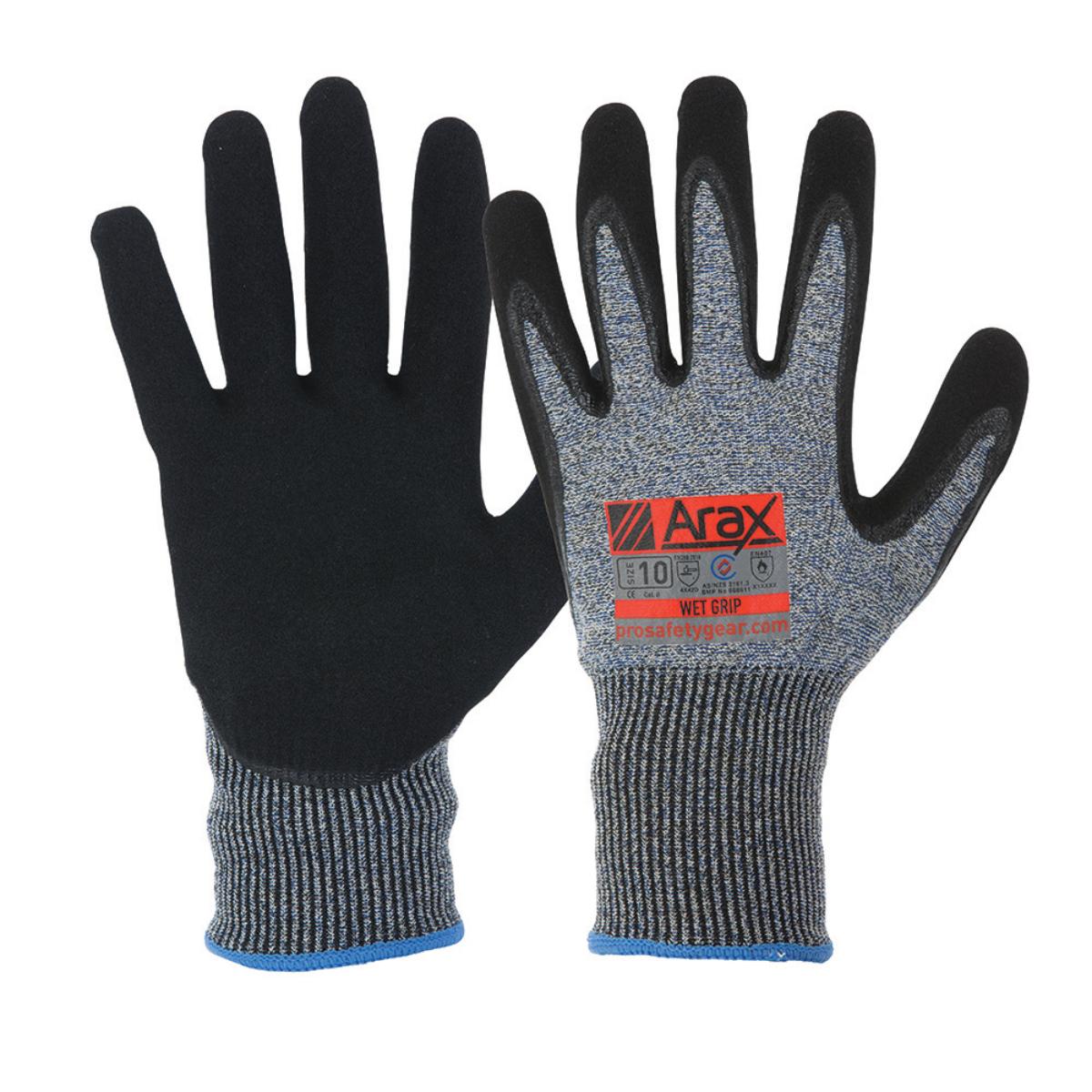 ARAX WET GRIP CUT RESIST GLOVE SIZE 10