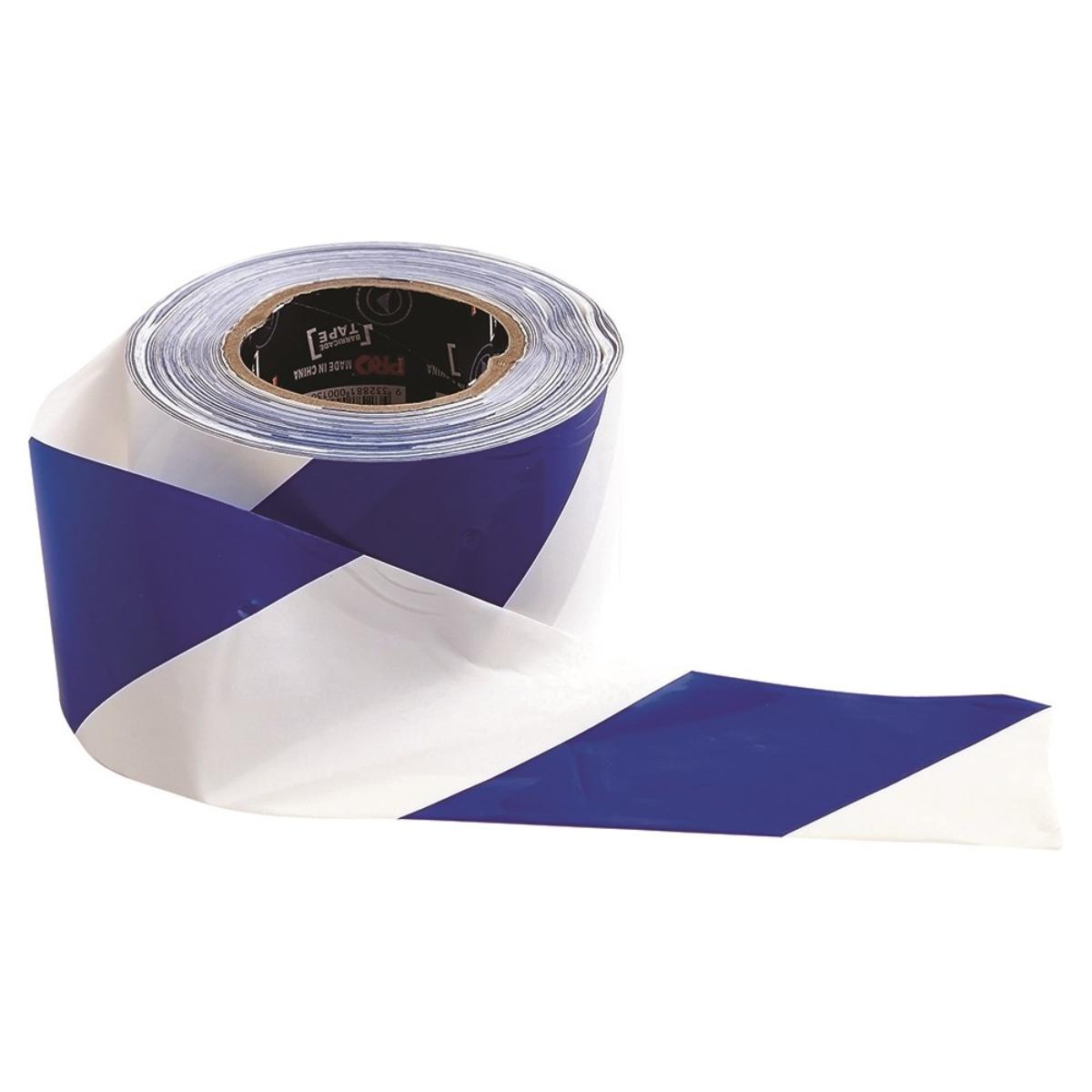 BARRICADE TAPE BLUE WHITE  75mm X 100M